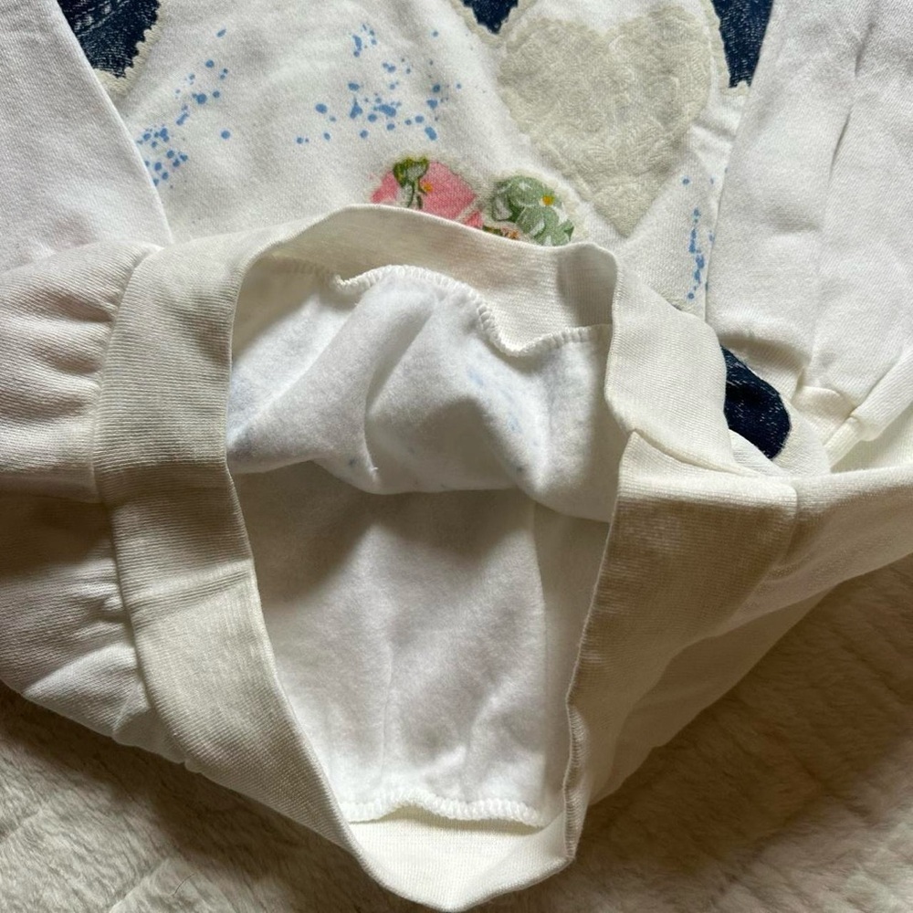 Vintage Patchwork Cream Floral Heart Crewneck Sweatshirt Comfort Casual Colorful - Picture 5 of 7